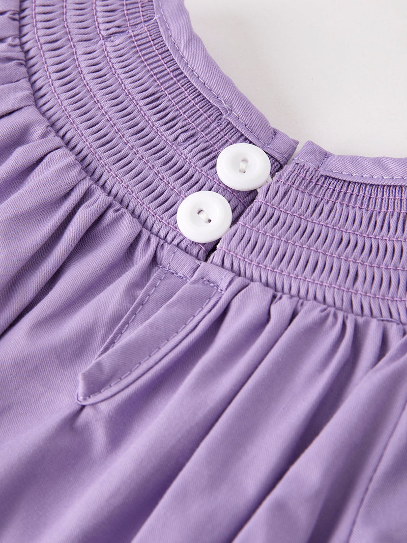 Purple Halloween Smock Embroidery Baby Girl Romper - 4