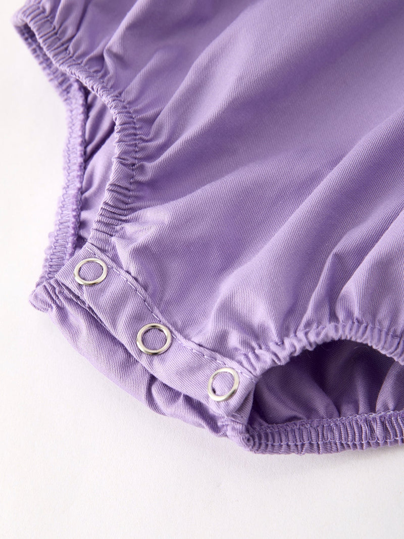 Purple Halloween Smock Embroidery Baby Girl Romper - 5