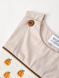 Fall Halloween & Thanksgiving  Pumpkin Smock Embroidered Boys Romper - 13