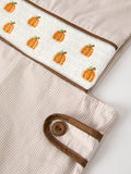 Fall Halloween & Thanksgiving  Pumpkin Smock Embroidered Boys Romper - 14