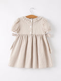Fall Thanksgiving Pumpkin Embroidery Smock Plaid Girls Dress - 12