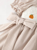 Fall Thanksgiving Pumpkin Embroidery Smock Plaid Girls Dress - 9