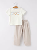 Halloween & Thanksgiving Pumpkin Smock Embroidered Plaid Boys 'Set - 1