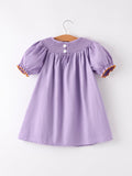 Purple Halloween Smock Embroidery Baby Girl Dress - 2