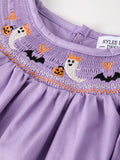 Purple Halloween Smock Embroidery Baby Girl Dress - 3
