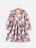 2 Piece Halloween Ghost Striped Girls Dress Set - 6