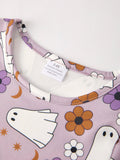 2 Piece Halloween Ghost Striped Girls Dress Set - 7