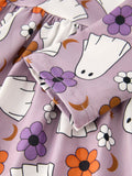2 Piece Halloween Ghost Striped Girls Dress Set - 8