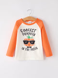 Thanksgiving Pumpkin Letters Print Long Sleeve Boys Top - 1