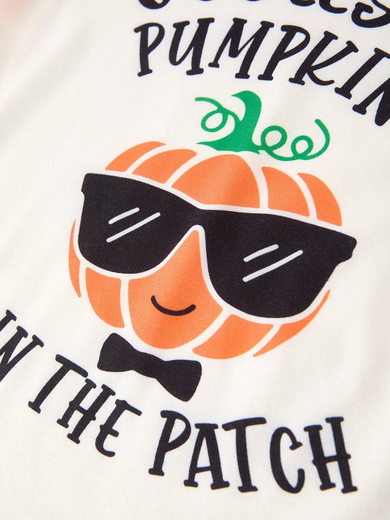 Thanksgiving Pumpkin Letters Print Long Sleeve Boys Top - 4