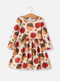 2 Piece Thanksgiving Pumpkin Stripe Print Girls Dress Set - 3