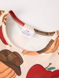 2 Piece Thanksgiving Pumpkin Stripe Print Girls Dress Set - 5