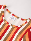 2 Piece Thanksgiving Pumpkin Stripe Print Girls Dress Set - 8