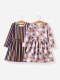 2 Piece Halloween Ghost Striped Girls Dress Set - 1