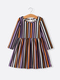 2 Piece Halloween Ghost Striped Girls Dress Set - 3