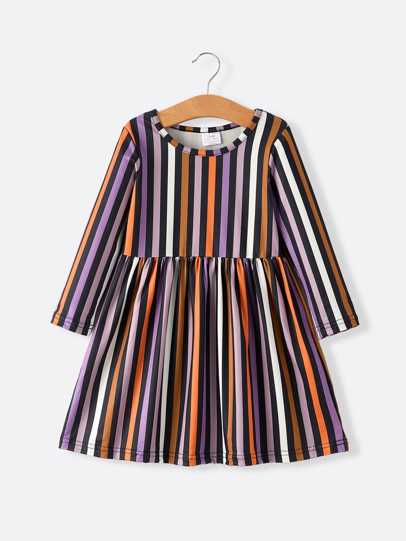 2 Piece Halloween Ghost Striped Girls Dress Set - 3