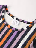 2 Piece Halloween Ghost Striped Girls Dress Set - 4