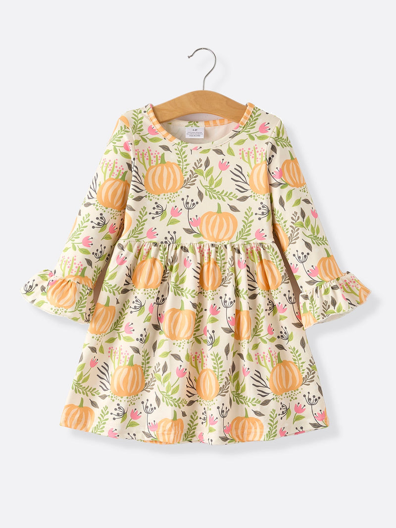 2 Piece Fall Halloween Thanksgiving Girls Dress Set - 3