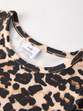 Fall Pumpkin Leopard Print Autumn Girls Ruffle Two-Piece Dress - 5