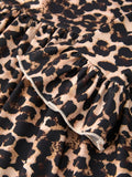 Fall Pumpkin Leopard Print Autumn Girls Ruffle Two-Piece Dress - 6