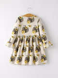 Fall Pumpkin Leopard Print Autumn Girls Ruffle Two-Piece Dress - 9