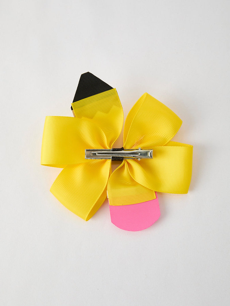Back To School Pencil Bow 4.3 inch Hair Clip - 4
