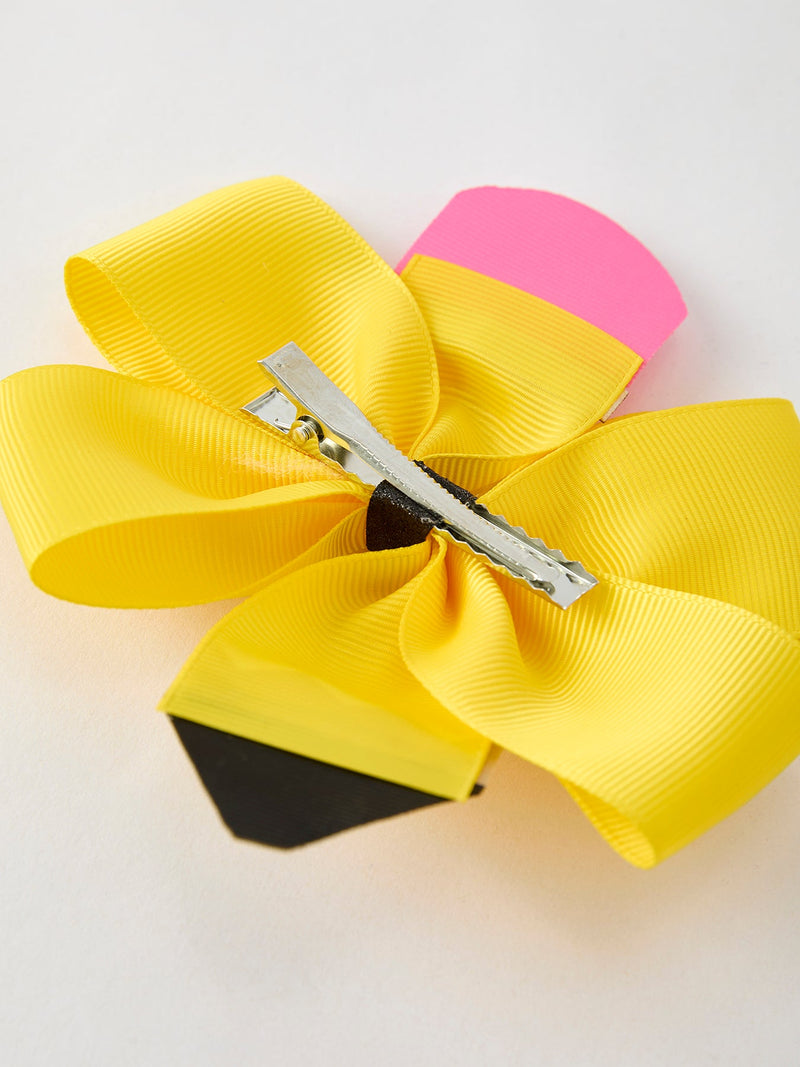 Back To School Pencil Bow 4.3 inch Hair Clip - 5