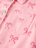 Pink Fall Girls Butterfly Print Denim Top - 8