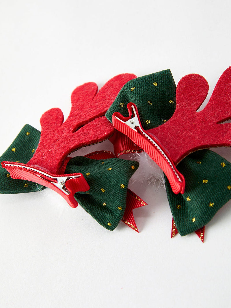 Christmas Elk Pom Pom Girls Hair Clip - 3