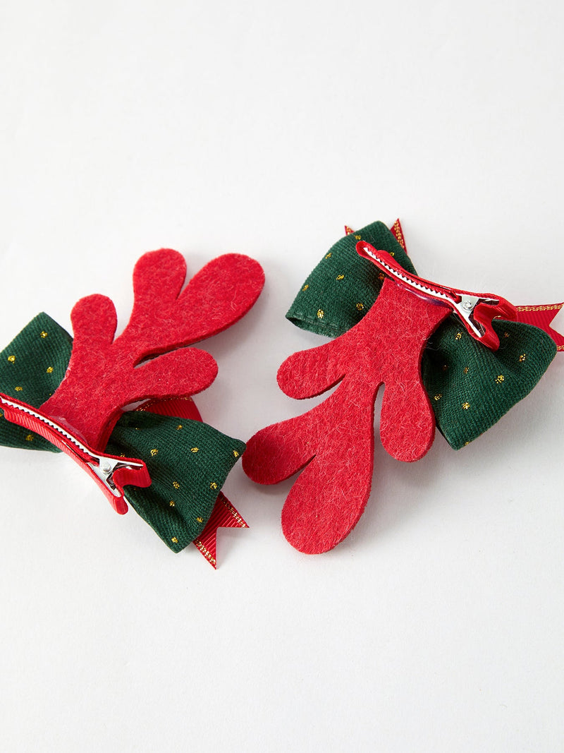 Christmas Elk Pom Pom Girls Hair Clip - 5