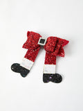 Christmas Red Sequined Zirconia Bow Hairpin - 1