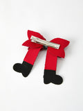 Christmas Red Sequined Zirconia Bow Hairpin - 3