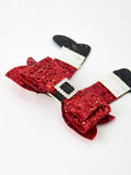 Christmas Red Sequined Zirconia Bow Hairpin - 4