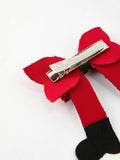 Christmas Red Sequined Zirconia Bow Hairpin - 6