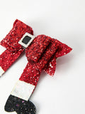 Christmas Red Sequined Zirconia Bow Hairpin - 2