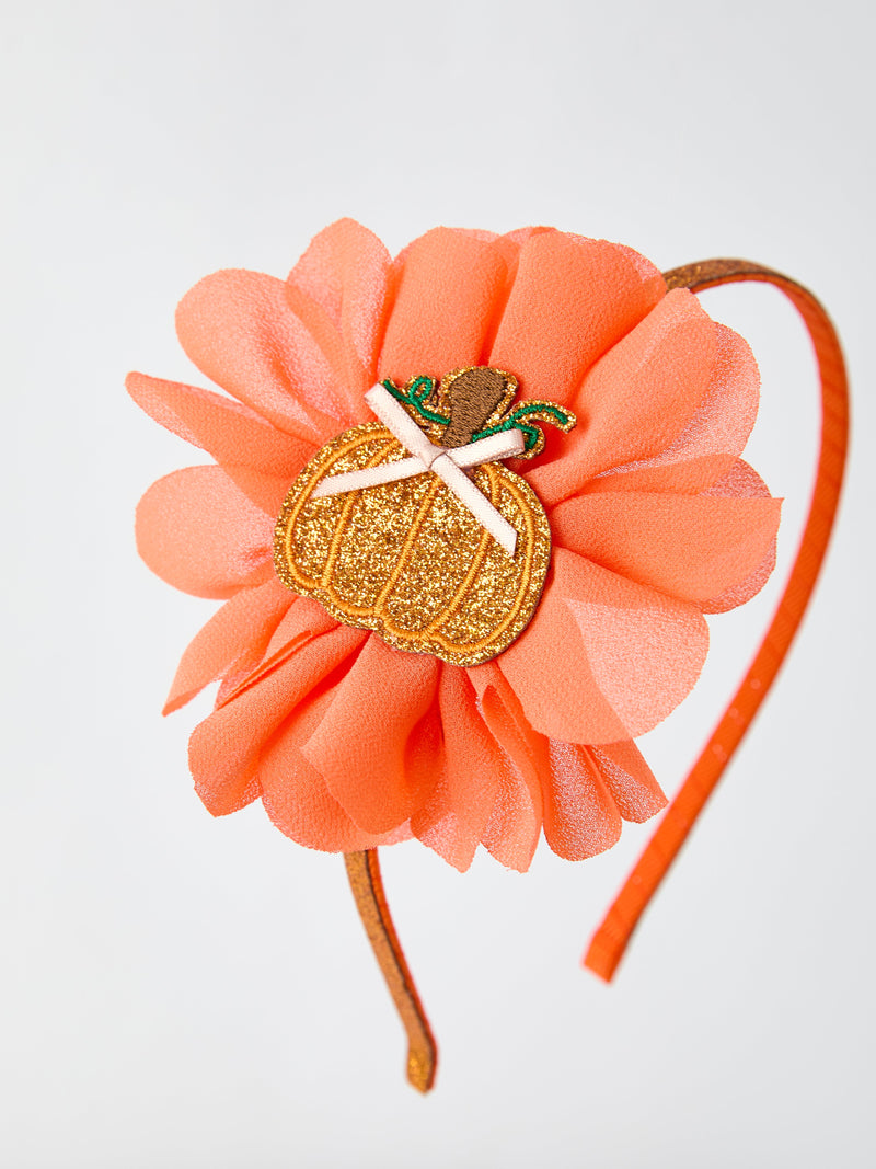 Halloween Pumpkin Floral Girls Headband - 3