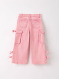 Pink Wide-Leg Denim Pants With Pockets - 2