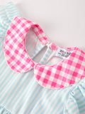 Back To School Girls Striped lapels Bow Dress - 8