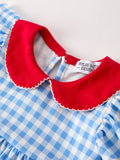 Back To School Girls Striped lapels Apple Bow Dress - 8