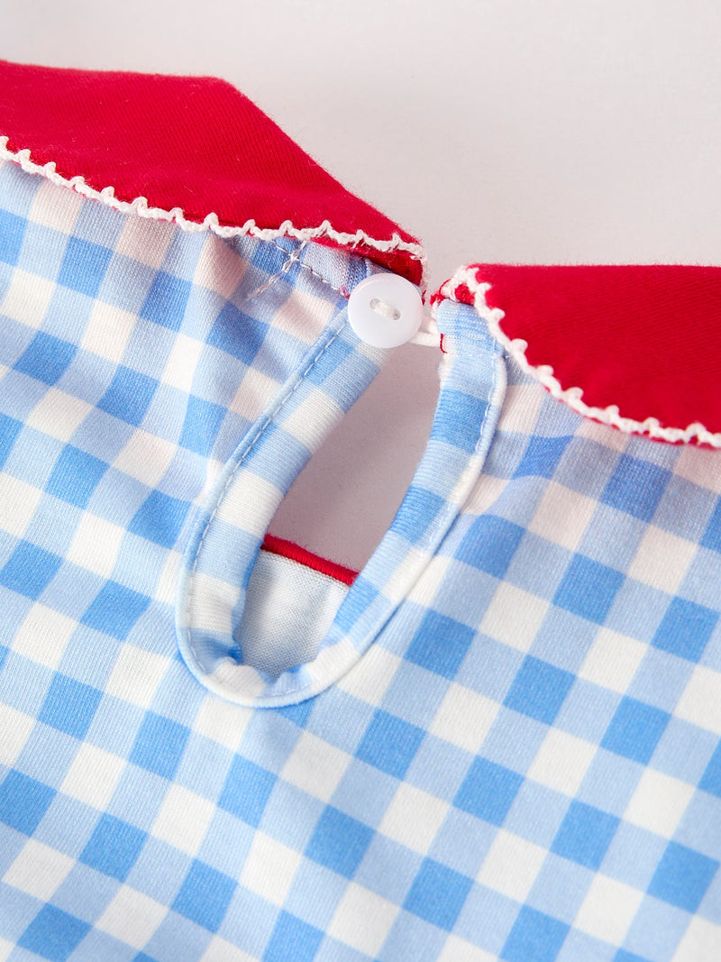 Back To School Girls Striped lapels Apple Bow Dress - 10