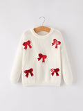 Mommy & Me Winter Girls Bow Sequins Pullover Sweater - 9