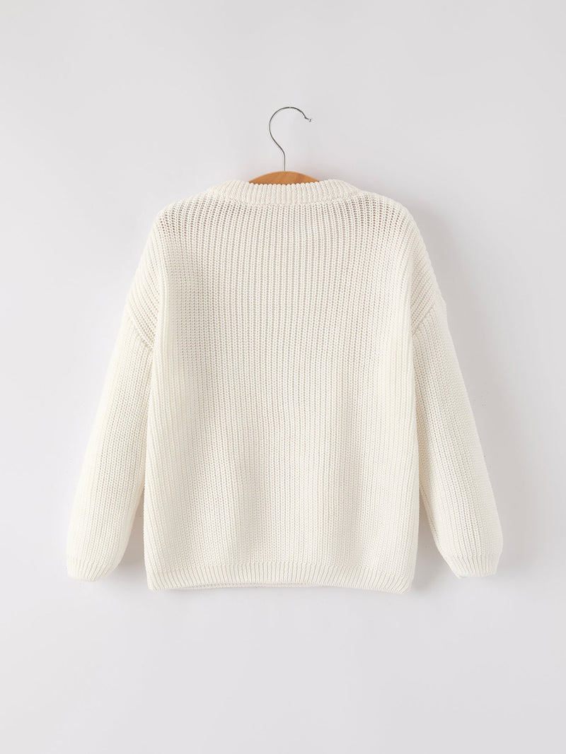 Mommy & Me Winter Girls Bow Sequins Pullover Sweater - 10