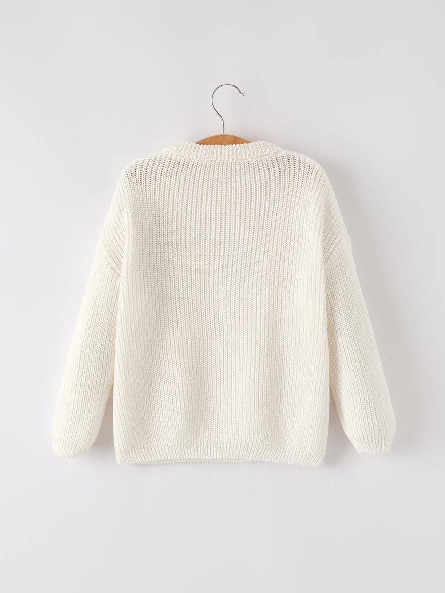 Mommy & Me Winter Girls Bow Sequins Pullover Sweater