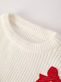 Mommy & Me Winter Girls Bow Sequins Pullover Sweater - 11