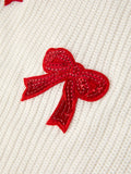 Mommy & Me Winter Girls Bow Sequins Pullover Sweater - 12