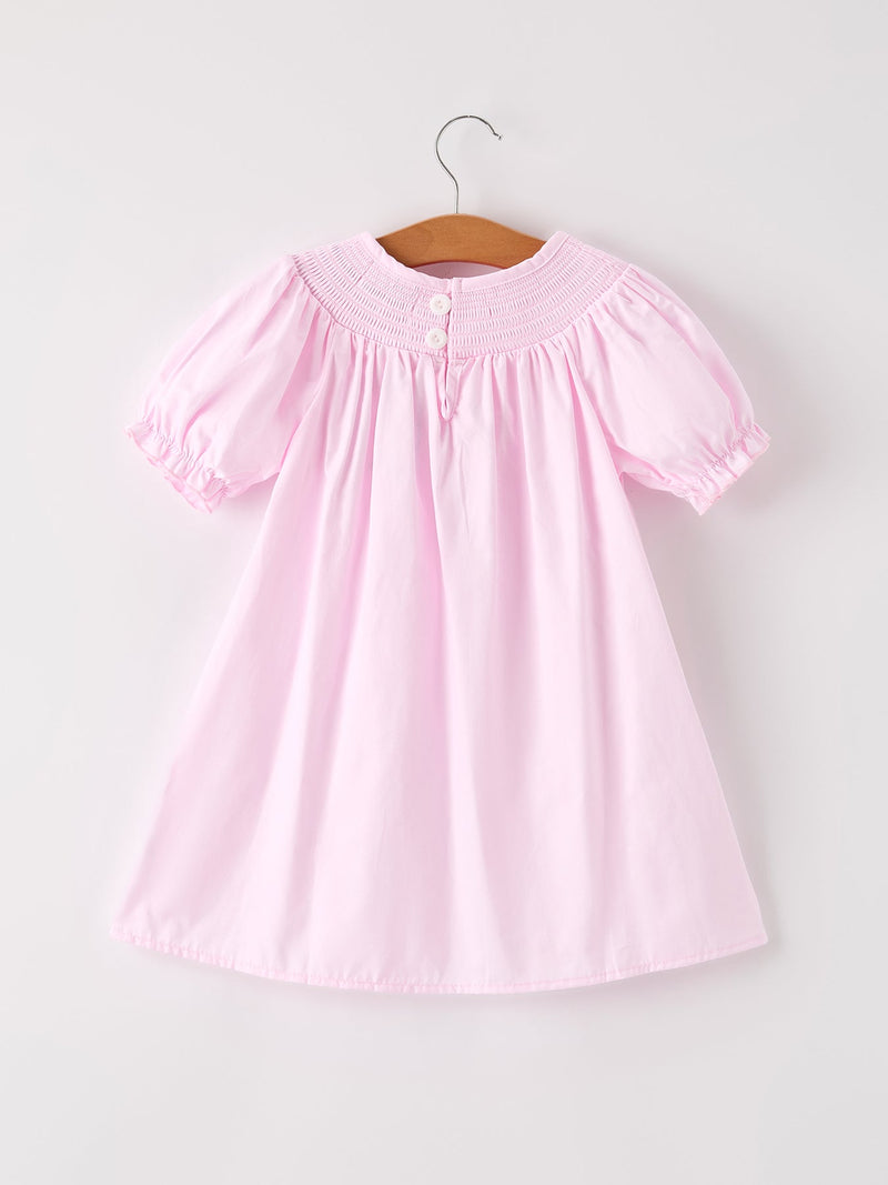 Fall Halloween Pink Spider Pumpkin Ghost Smock Embroidery Girl Dress - 2