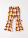 Fall Thanksgiving Brown Plaid Bow Trousers - 1