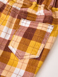 Fall Thanksgiving Brown Plaid Bow Trousers - 5