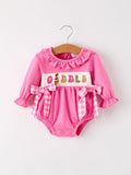 Fall Thanksgiving& Halloween "GOBBLE" Smock Embroidery Baby Girl Romper - 6