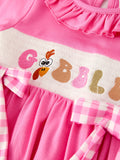 Fall Thanksgiving& Halloween "GOBBLE" Smock Embroidery Baby Girl Dress - 9